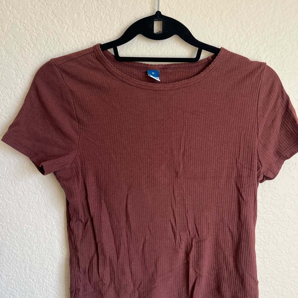 Old Navy Ribbed Short Sleeve Tee - Rust Brown